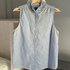 J. Crew Chambray Jewel collar blouse